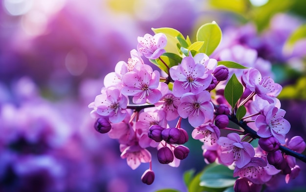 Las flores de lila púrpura florecen en el fondo del jardín de primavera