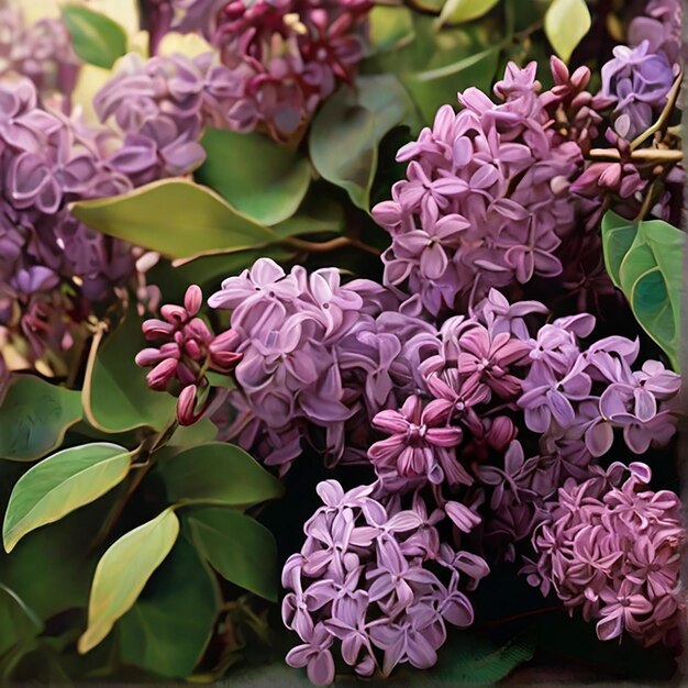 Flores lilas coloridas generadas por IA