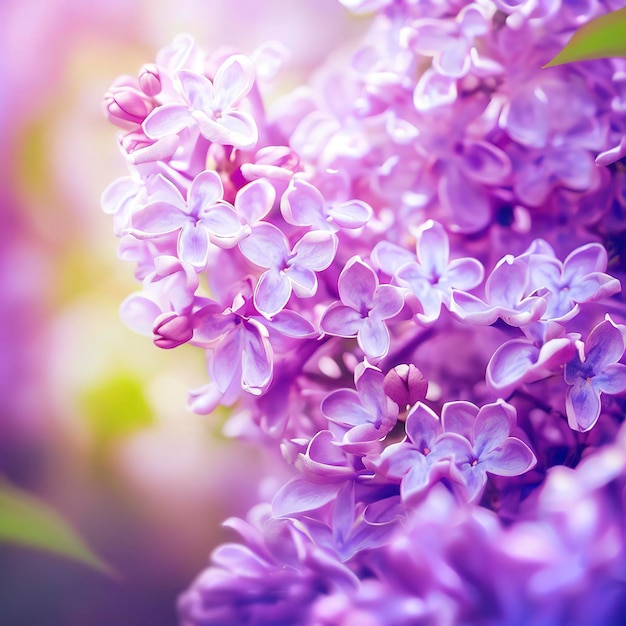 Flores lilas moradas florecen en el fondo de la primavera del jardín