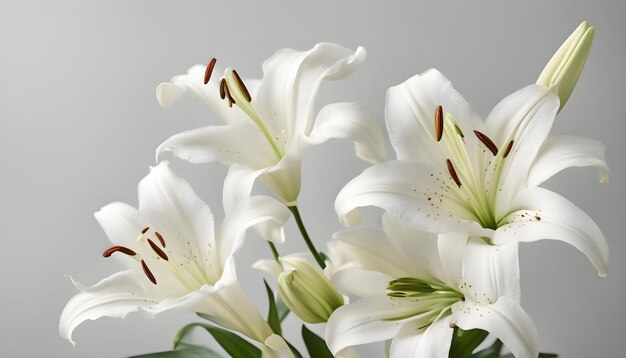 Flores de lirio blanco en un fondo claro