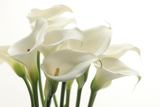 Foto flores de lirio blanco sobre un fondo blanco