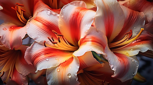 Flores de lirio de día Hemerocallis Torbellino de fresa