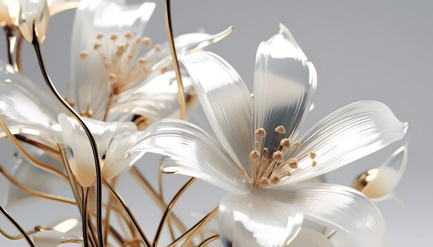 Flores de lirio Textura de vidrio Fondo limpio Un primer plano de una flor en un jarrón