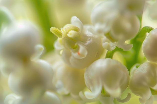 Las flores del lirio del valle en plena floración capturan su delicada belleza y dulce fragancia.