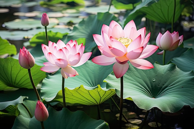 Flores de loto y plantas de loto