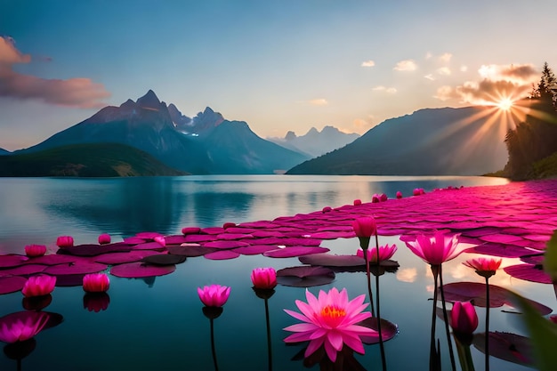 Flor de loto morada, Lugar captura;Lago cerca de entrada de…