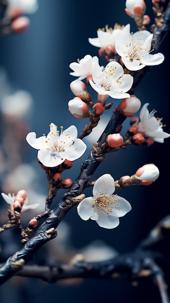 Flores de macros oscuras en 3D con una representación realista