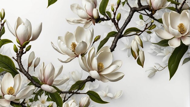 Las flores de la magnolia en flor