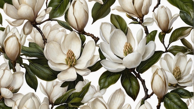 Las flores de la magnolia en flor