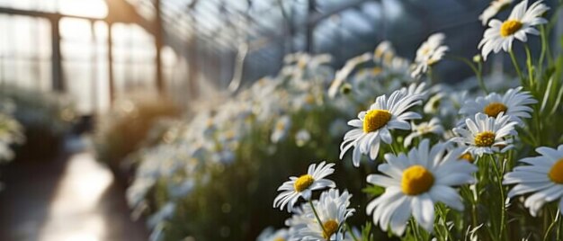 Foto flores margaridas em uma estufa moderna ar 73 v 6 job id 0e04fbae913a4f6cbbd264e47f1cbf88