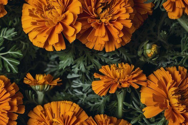 Las flores de la margarita con acentos de hierbas