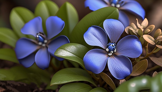 Flores menores coloridas de pervinca vinca Criado por Midjourney