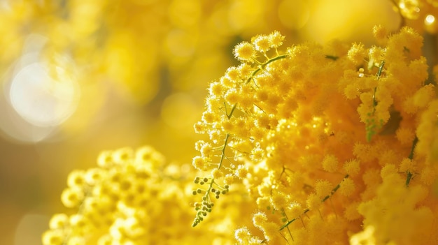 Flores de mimosa luz del sol fondo primavera Día Internacional de la Mujer 8 de marzo