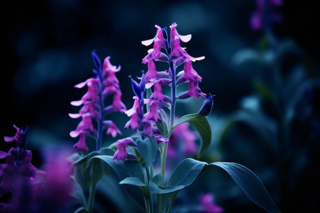 Flores moradas en el jardín Profundidad de campo Tonificada