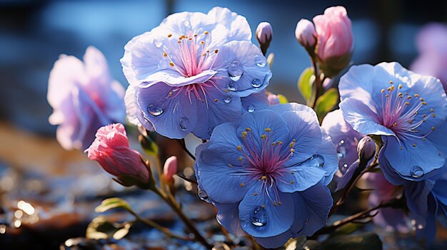 unas flores muy bonitas con tallos azules