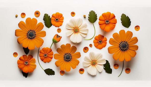 Foto flores de naranja funtantow sobre un fondo blanco