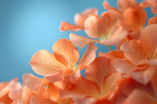 Flores de naranja sobre un fondo azul