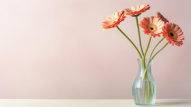 Flores naranjas en un jarrón sobre una mesa de madera