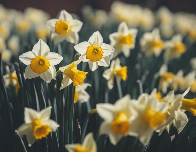 Las flores de los narcisos blancos