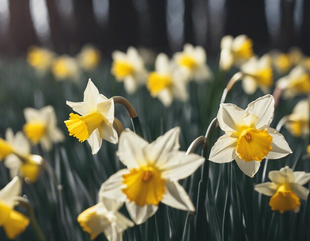 Las flores de los narcisos blancos