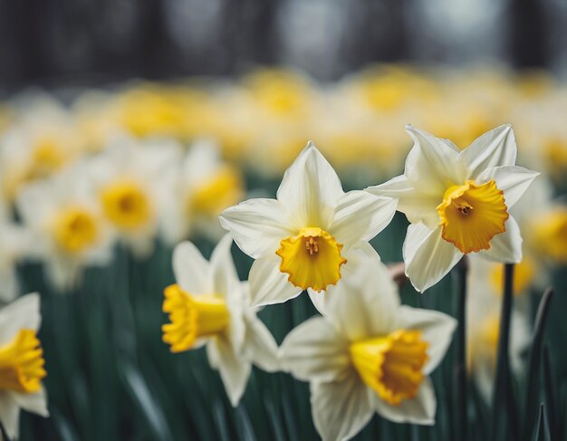 Las flores de los narcisos blancos