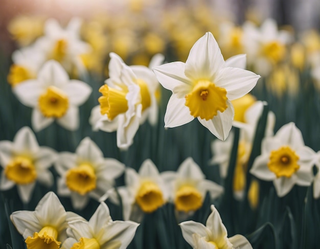 Las flores de los narcisos blancos