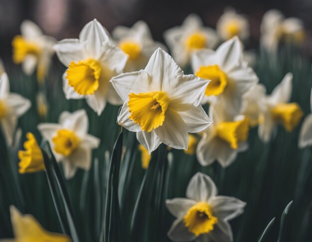 Las flores de los narcisos blancos