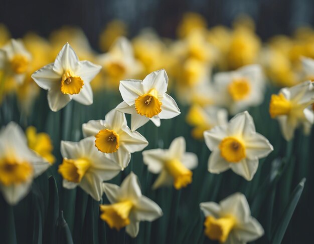 Las flores de los narcisos blancos