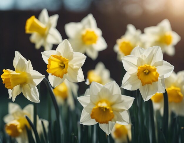 Foto las flores de los narcisos blancos