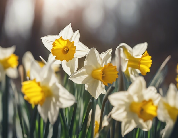 Las flores de los narcisos blancos