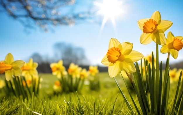 Las flores de narcisos en el campo