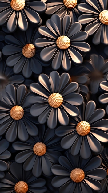 Flores negras en 3D de alta calidad