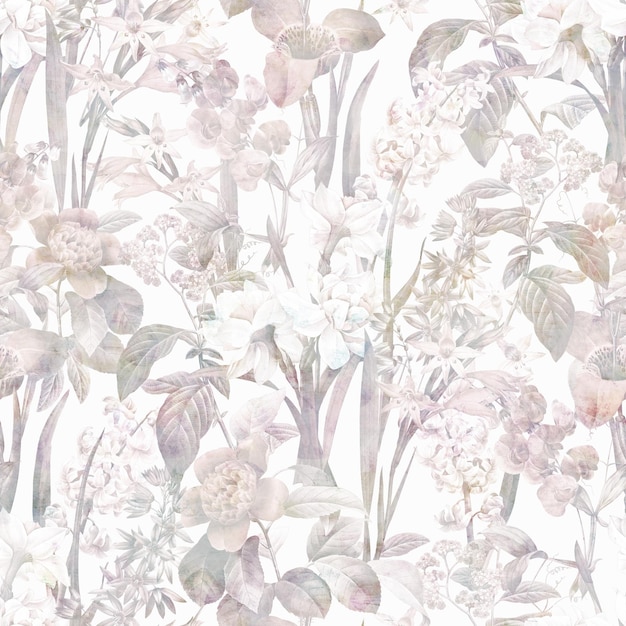 Flores de niebla Patrón decorativo sin costuras Fondo repetido Impresión de papel tapiz enlosable