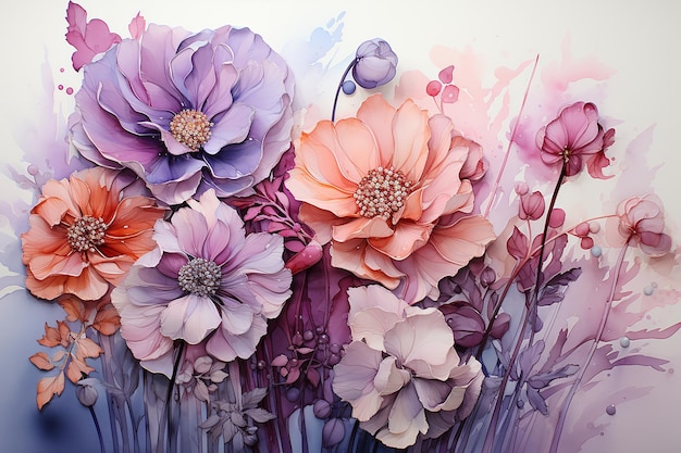 Foto flores no estilo de aquarela atmosférica