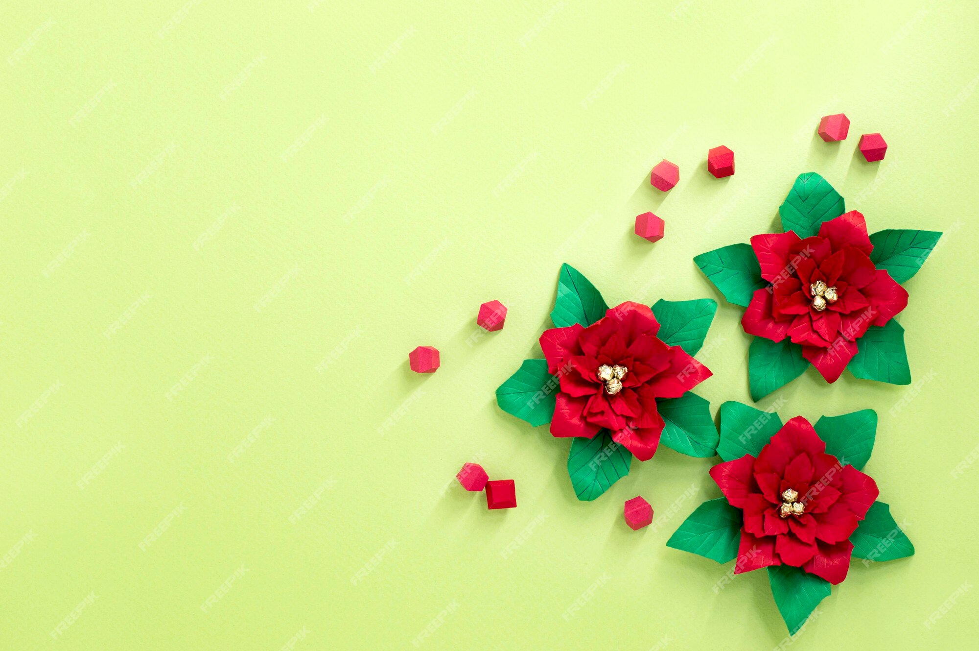 Flores de nochebuena de papel volumétrico para decoración navideña | Foto  Premium