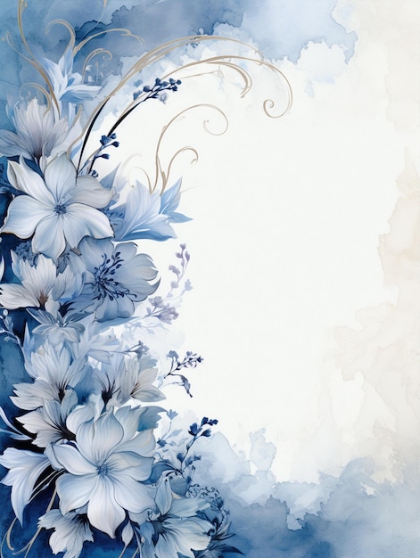 Flores ornamentais de fundo vintage azul