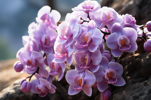 Las flores de las orquídeas crecen silvestres en la naturaleza fotografía publicitaria profesional