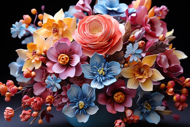 Foto flores de papel artesanal flores coloridas fondo de ilustración de flores cultivadas