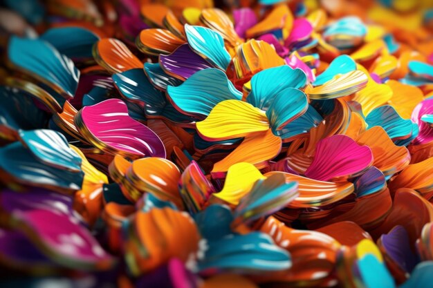 Flores de papel de colores como primer plano de fondo de una foto generada por Ai