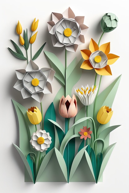 Las flores de papel están hechas por el artista.