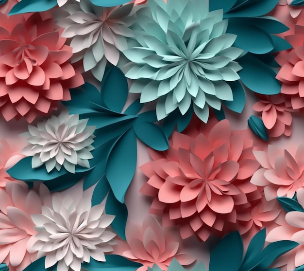 Flores de papel con fondo azul.