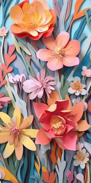 Flores de papel en un jardín con la palabra amor