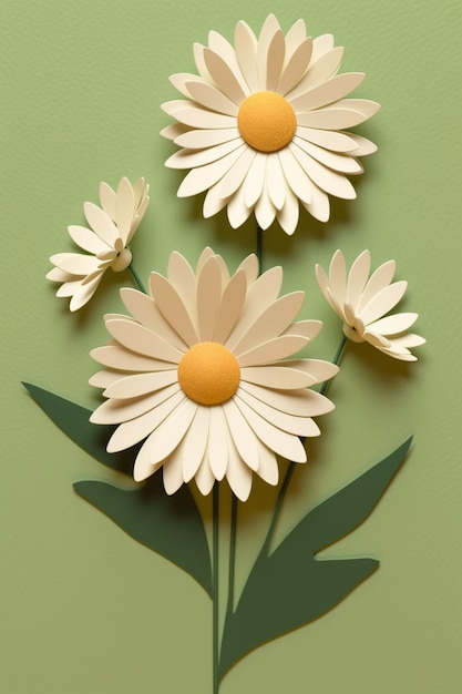 Flores de papel con la palabra margarita