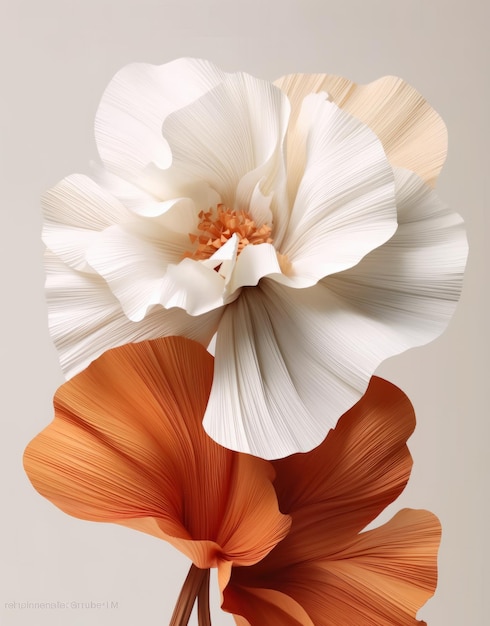 Flores de papel sobre un fondo gris