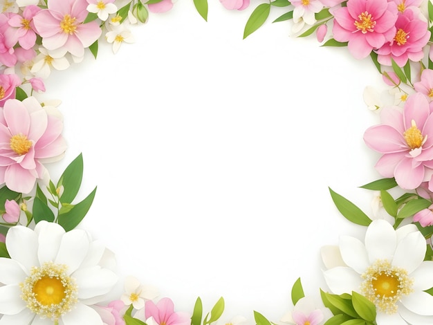 Flores pastel florescendo quadro em fundo branco