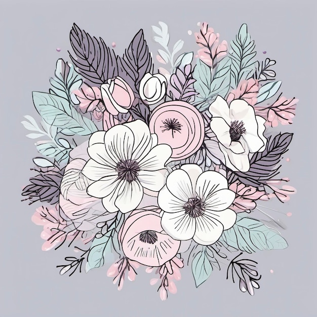 Foto flores pastel plana simple ilustración vectorial