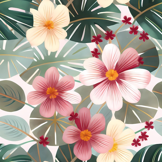 Flores Patrón repetitivo sin costuras en toda la superficie de impresión para papel tapiz floral IA generativa para diseño textil manta cojines cortinas ropa