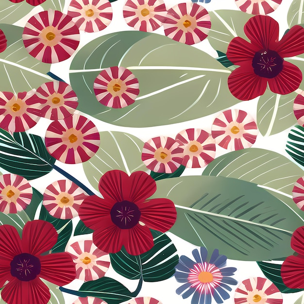 Flores Patrón repetitivo sin costuras en toda la superficie de impresión para papel tapiz floral IA generativa para diseño textil manta cojines cortinas ropa