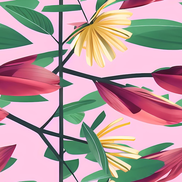 Foto flores patrón repetitivo sin costuras en toda la superficie de impresión para papel tapiz floral ia generativa para diseño textil manta cojines cortinas ropa