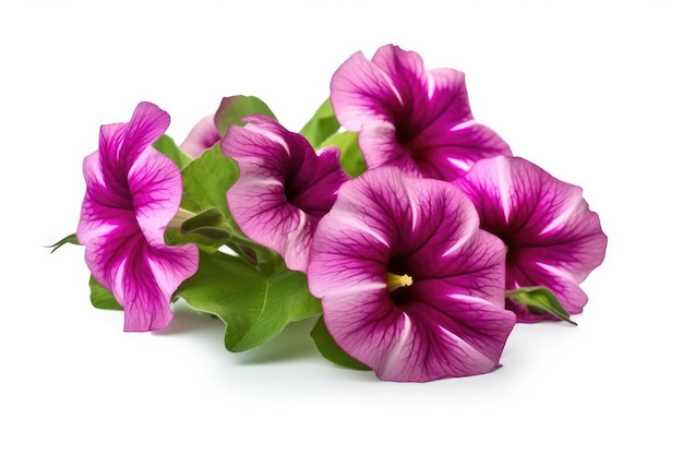 flores de petunia aisladas en fondo blanco IA generativa